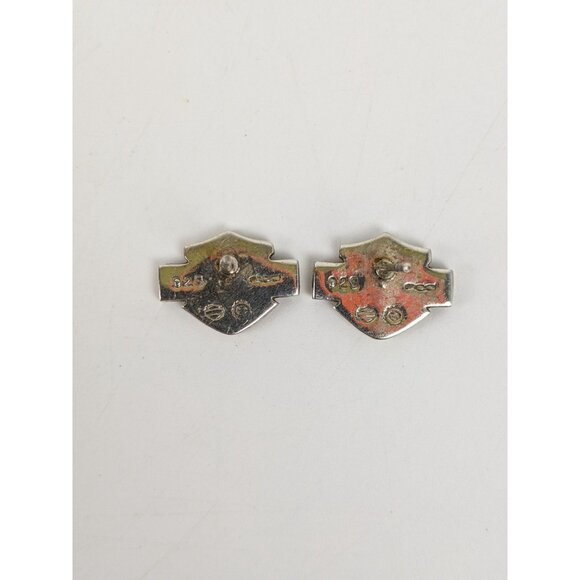 Sterling Silver 925 Harley Davidson Stud Post Earrings Cubic Zirconia - Picture 6 of 16